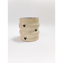 Vaso gres corazones negros - Imagen 1