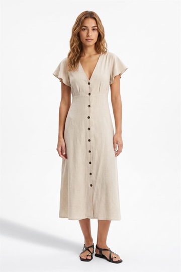 Vestido beige botones delanteros, Calito - Imagen 1