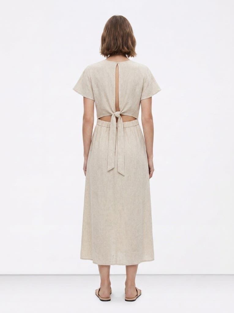 Vestido beige botones delanteros, Calito - Imagen 2