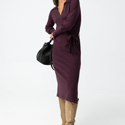 Vestido burdeos Con Cinturón Ajustable, Slave - Imagen 1