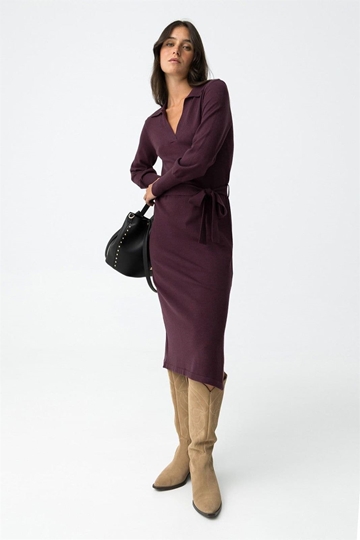 Vestido burdeos Con Cinturón Ajustable, Slave - Imagen 1