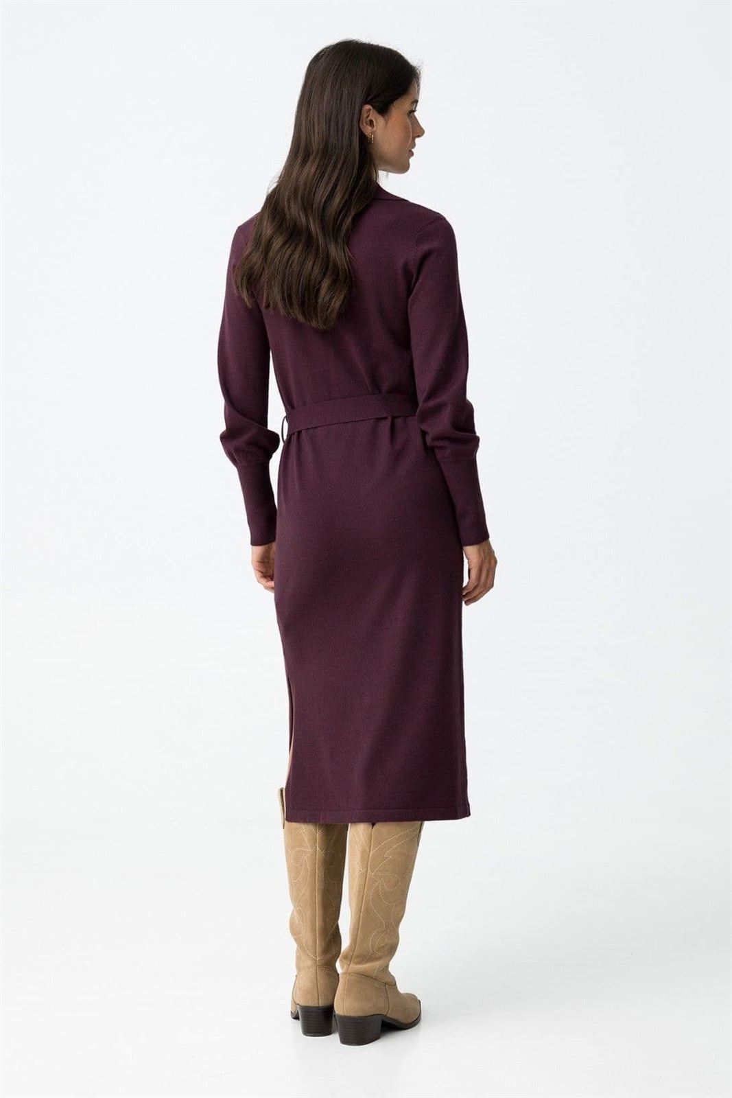 Vestido burdeos Con Cinturón Ajustable, Slave - Imagen 5