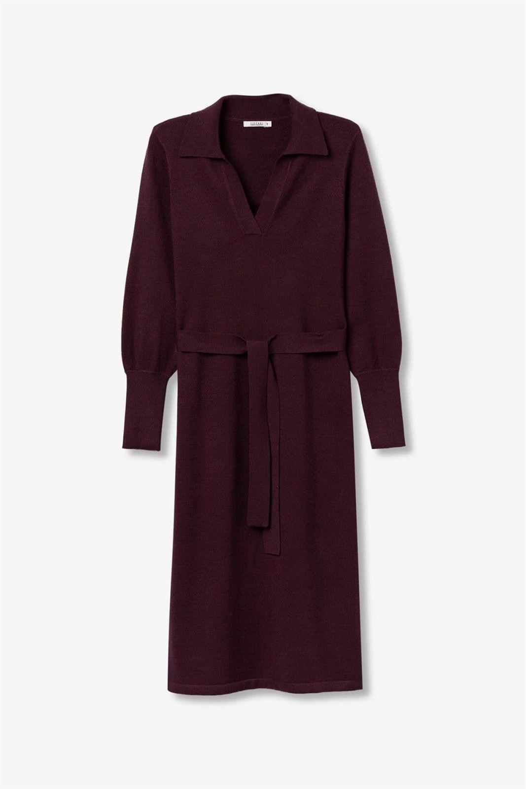 Vestido burdeos Con Cinturón Ajustable, Slave - Imagen 6