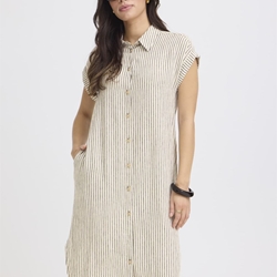 Vestido camisero arena con negro, By Falakka - Imagen 1