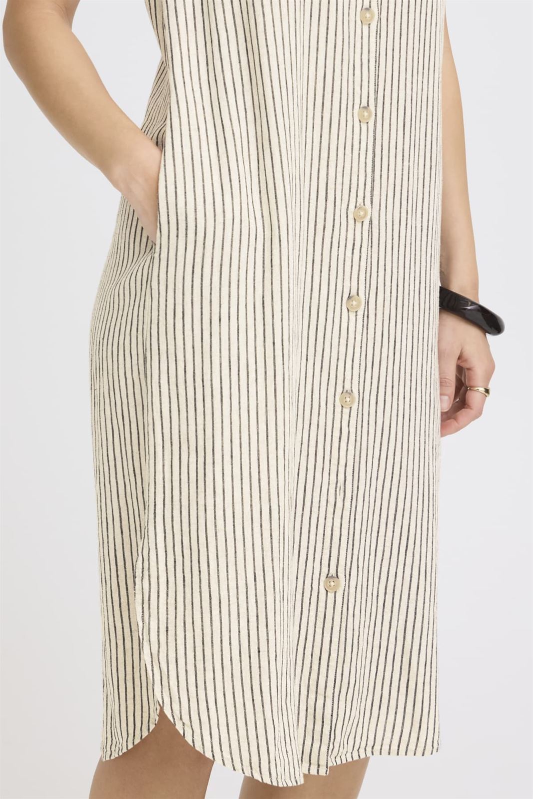 Vestido camisero arena con negro, By Falakka - Imagen 3