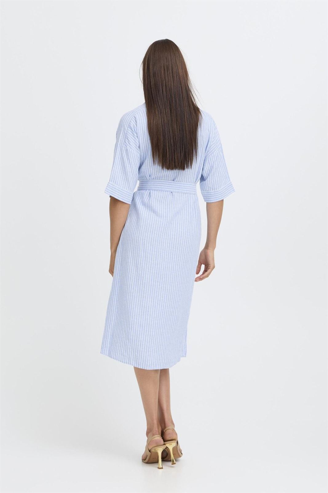 Vestido camisero azul con rayas blancas,By Falakka - Imagen 6