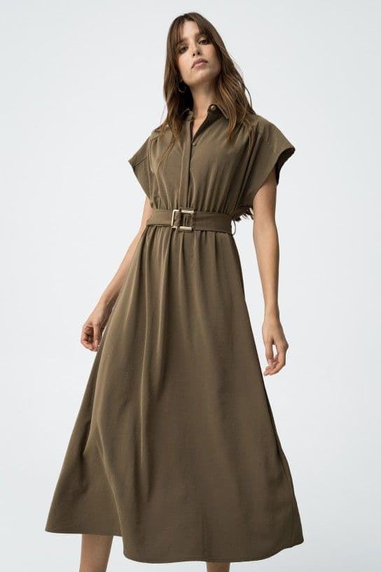 Vestido Camisero con Cinturón, kito - Imagen 1