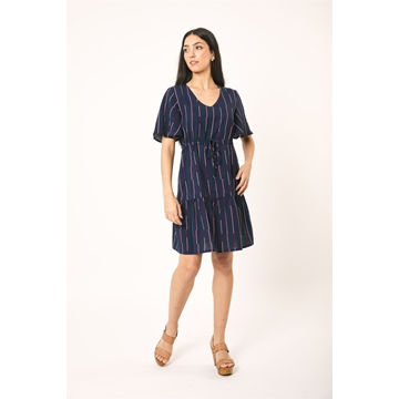 Vestido corto azul rayas y topos, Neli - Imagen 1