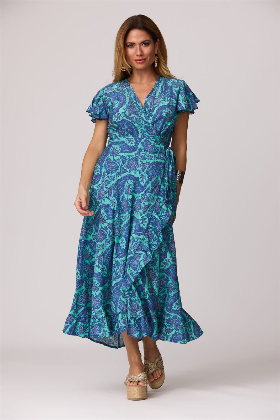 Vestido cruzado manga capa, Santur - Imagen 1
