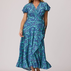 Vestido cruzado manga capa, Santur - Imagen 1