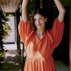 Vestido de algodón naranja, Iberlin - Imagen 2