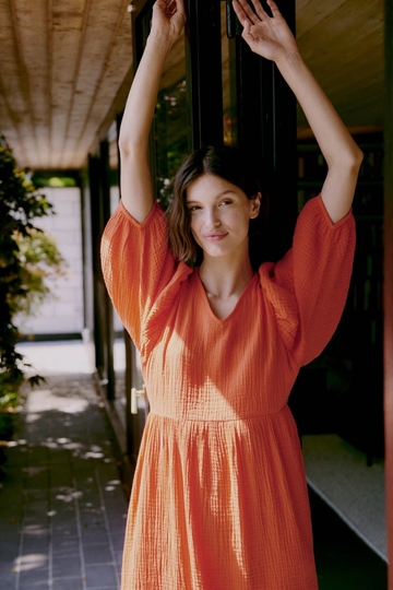 Vestido de algodón naranja, Iberlin - Imagen 2