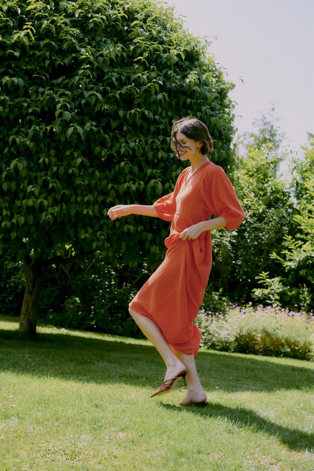 Vestido de algodón naranja, Iberlin - Imagen 3