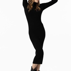 Vestido de punto midi negro cuello alto, Chloe - Imagen 1