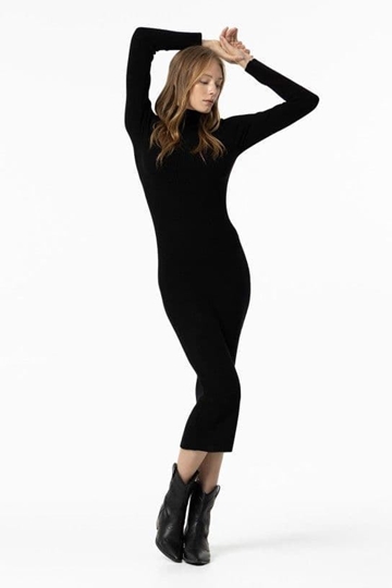 Vestido de punto midi negro cuello alto, Chloe - Imagen 1