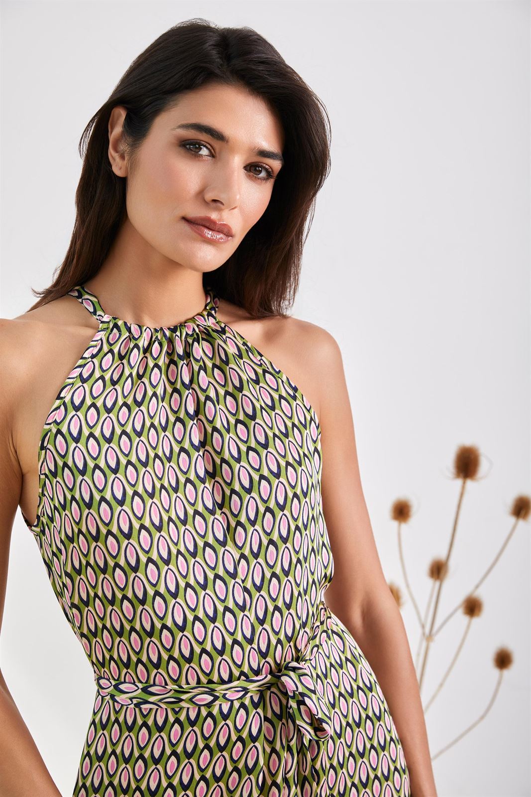 Vestido escote halter, Fawn - Imagen 2