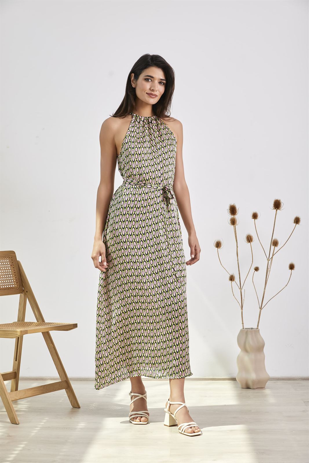 Vestido escote halter, Fawn - Imagen 3