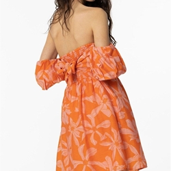 Vestido Estampado con Hombros Descubiertos, Lima - Imagen 1