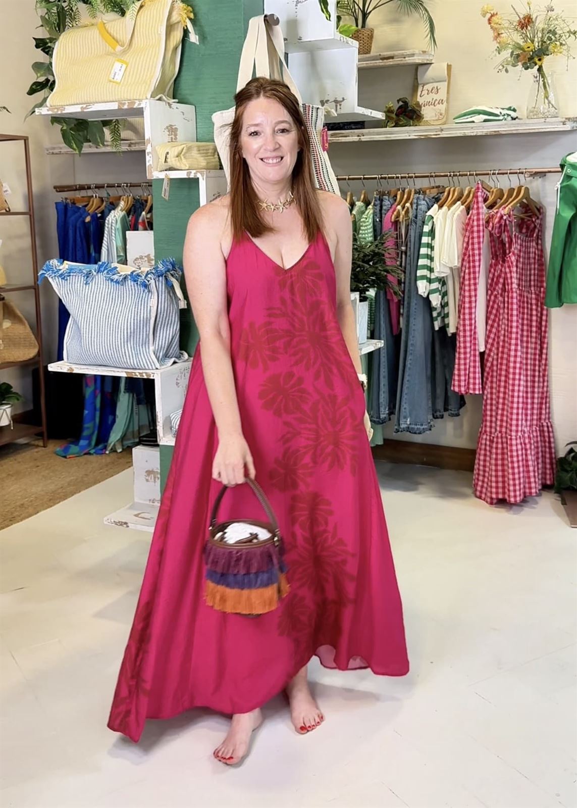 Vestido fucsia bolsillos, Carlota - Imagen 1