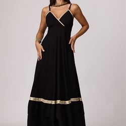 Vestido largo negro pasamaneria, Linda - Imagen 1