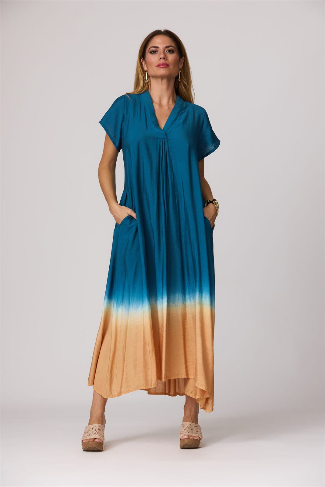 Vestido largo seda tintado a mano, Mukala - Imagen 3