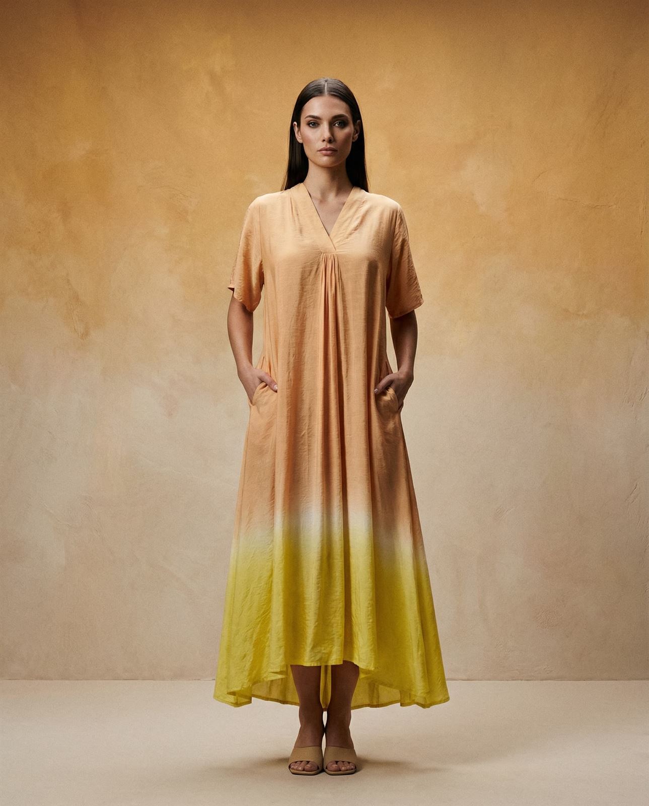 Vestido largo seda tintado a mano, Mukala - Imagen 2