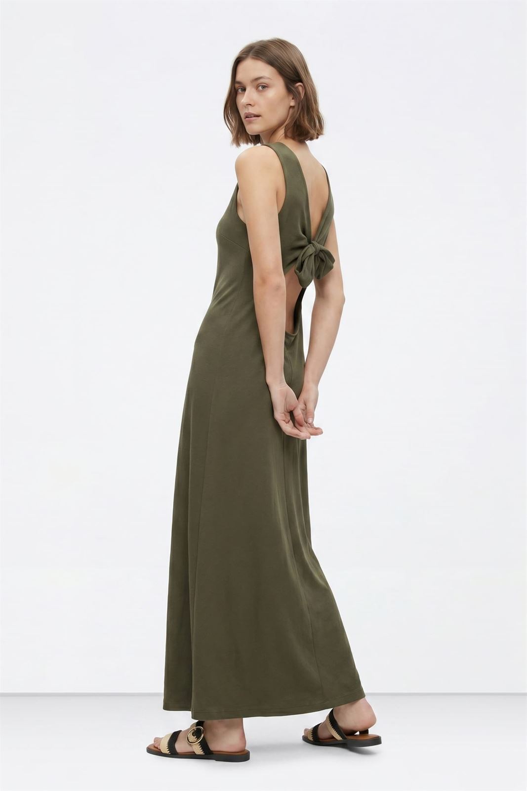 Vestido largo verde lazo espalda, Bony - Imagen 1