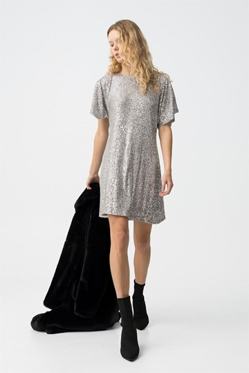 Vestido lentejuela plateada, Dione - Imagen 2