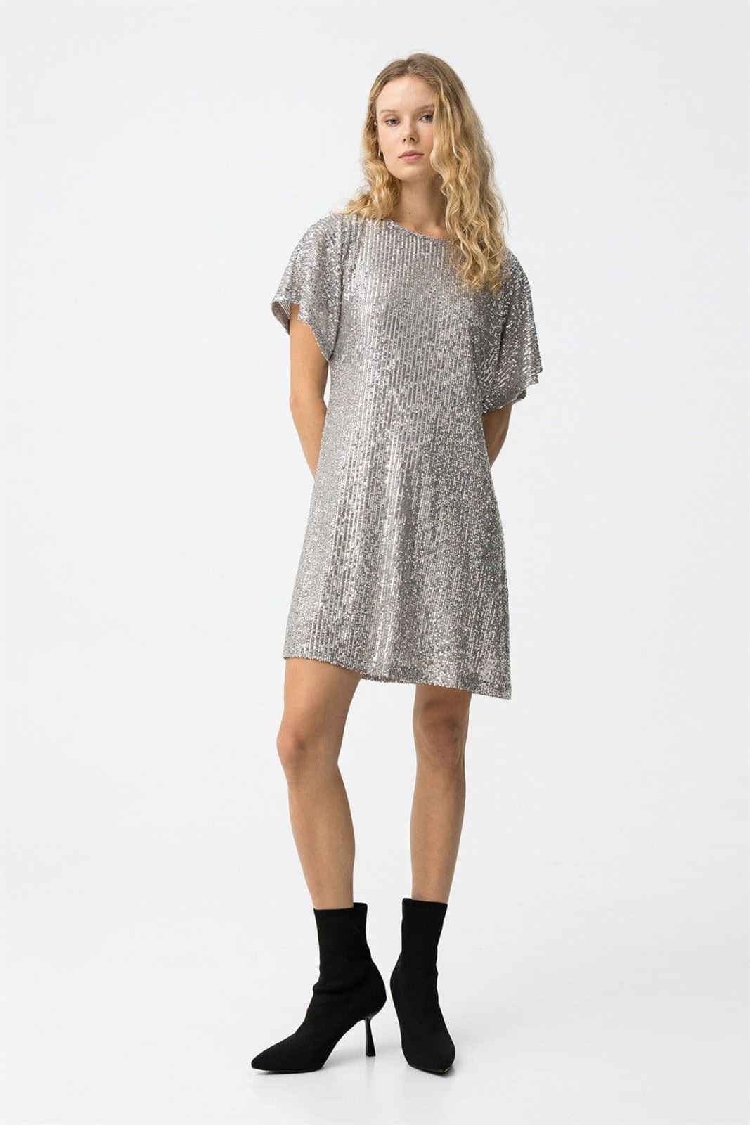 Vestido lentejuela plateada, Dione - Imagen 3