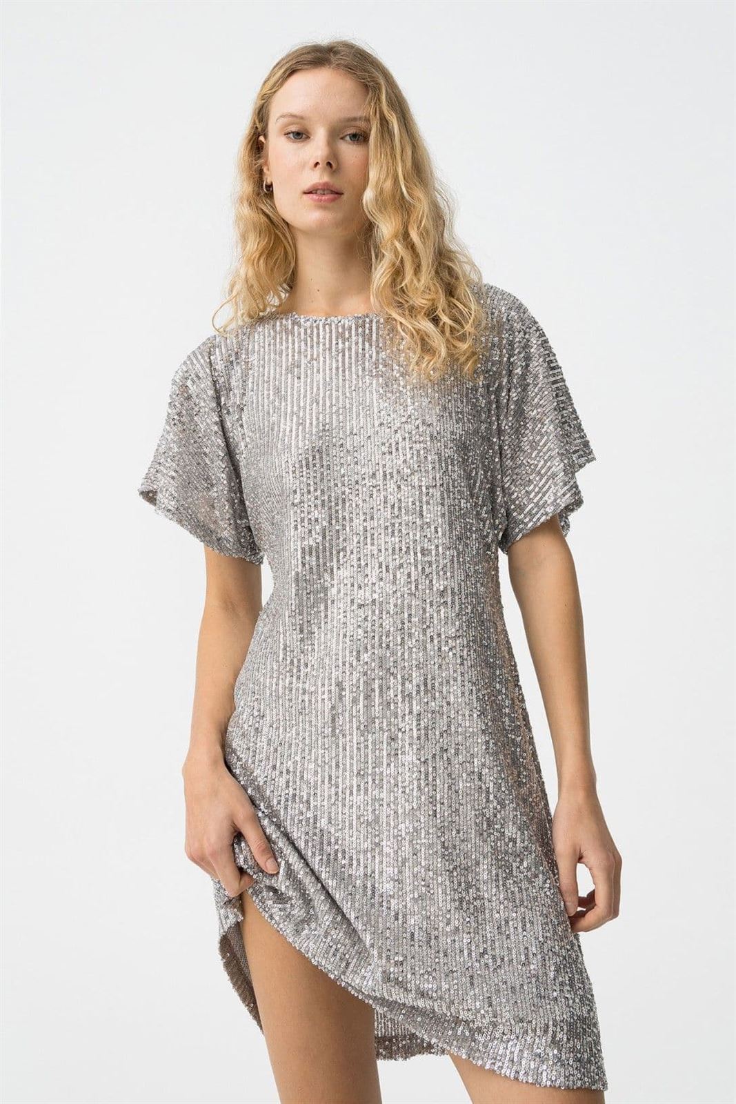 Vestido lentejuela plateada - Imagen 5