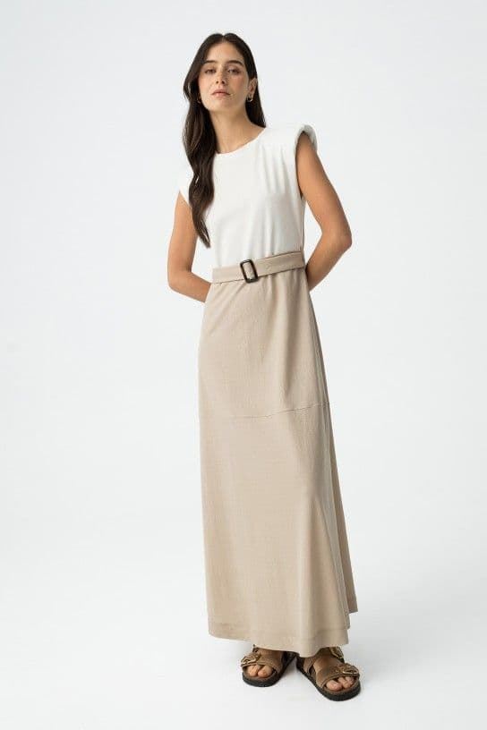 Vestido Midi Combinado con Cinturón, Taylor - Imagen 3