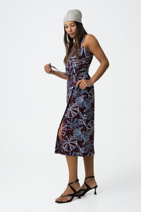 Vestido midi estampado con cinturón, Burton - Imagen 1