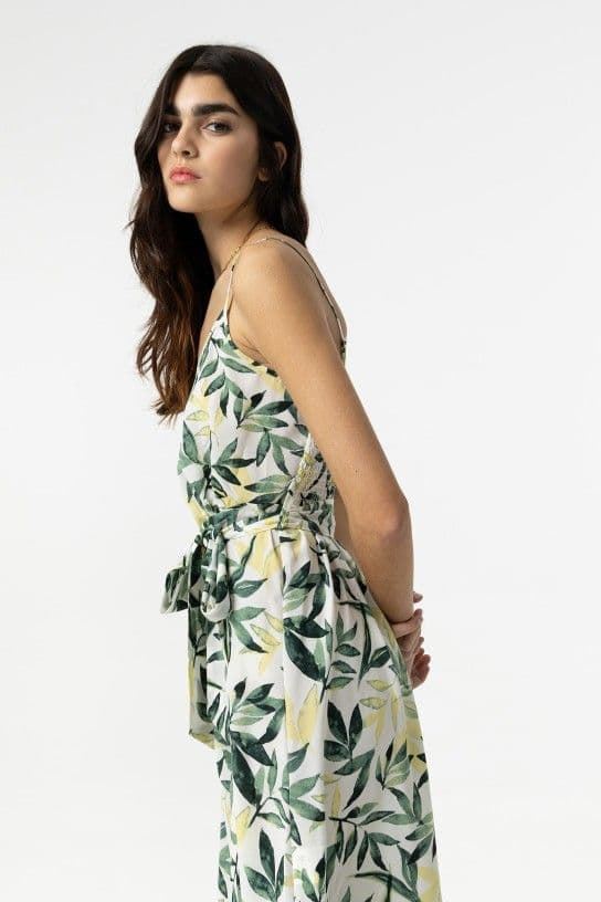 Vestido Midi Estampado Floral verde con Cinturón, Granada - Imagen 2