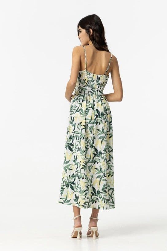 Vestido Midi Estampado Floral verde con Cinturón, Granada - Imagen 4