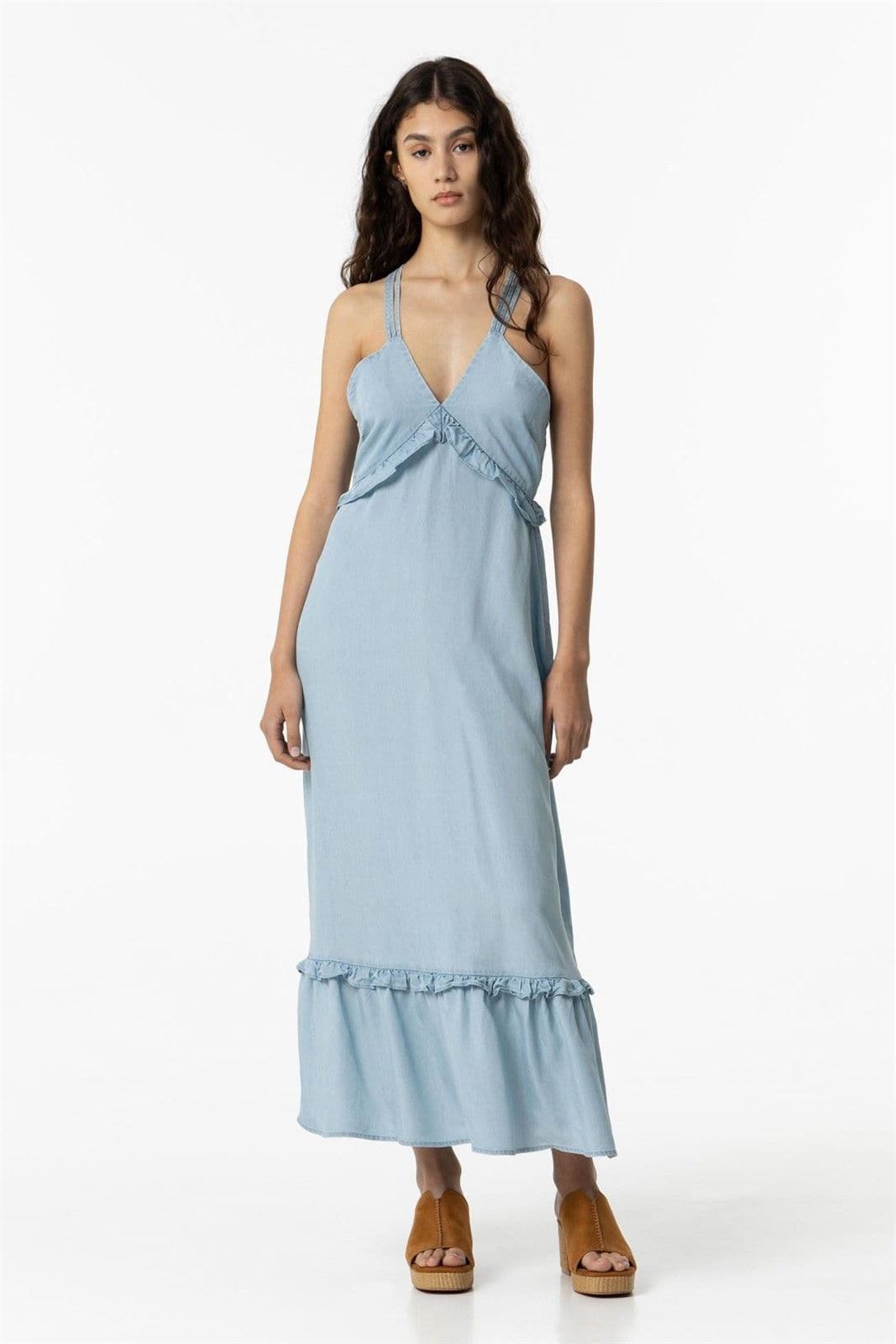 Vestido Midi Lyocell con Volantes, Aquamarine - Imagen 1