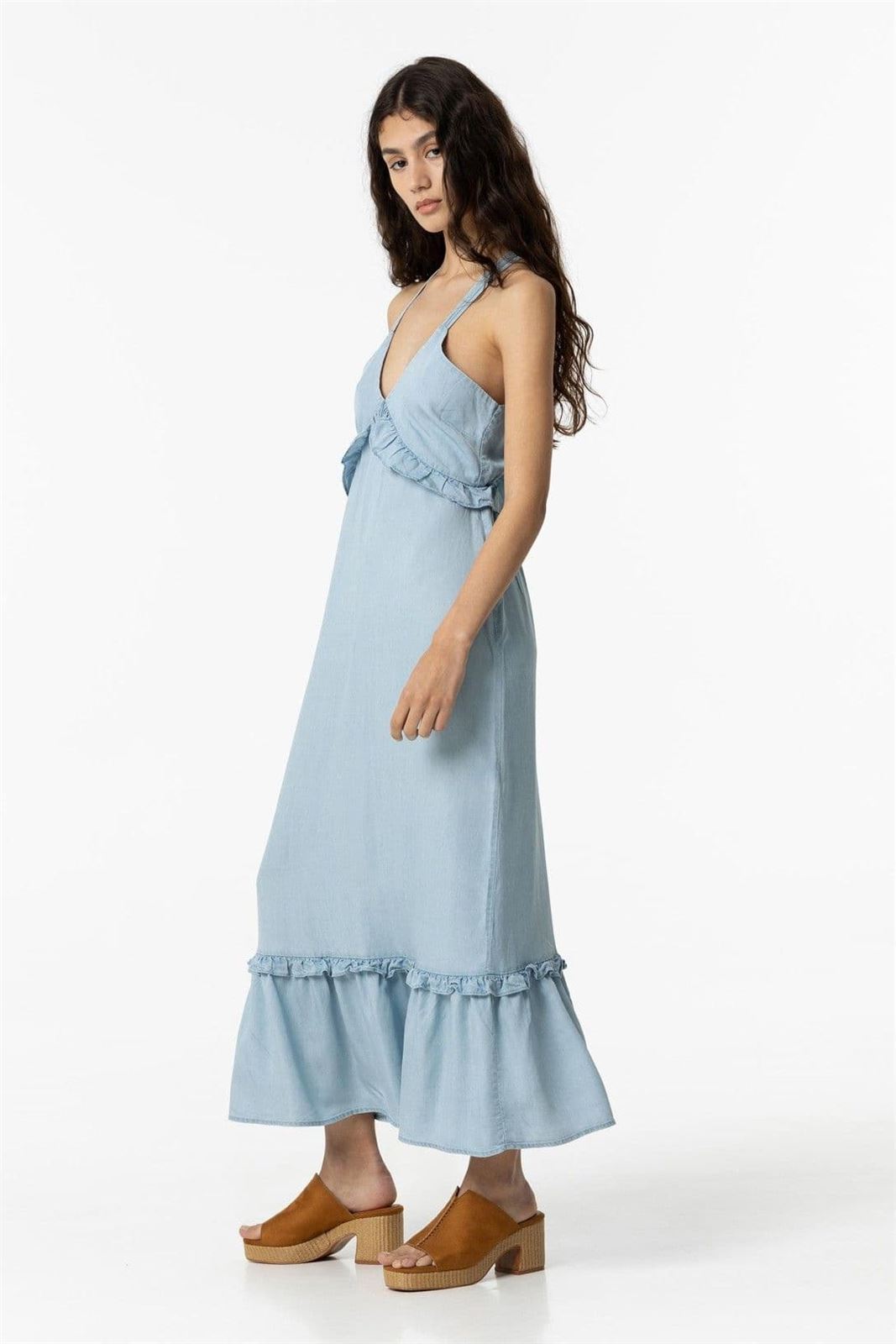Vestido Midi Lyocell con Volantes, Aquamarine - Imagen 3