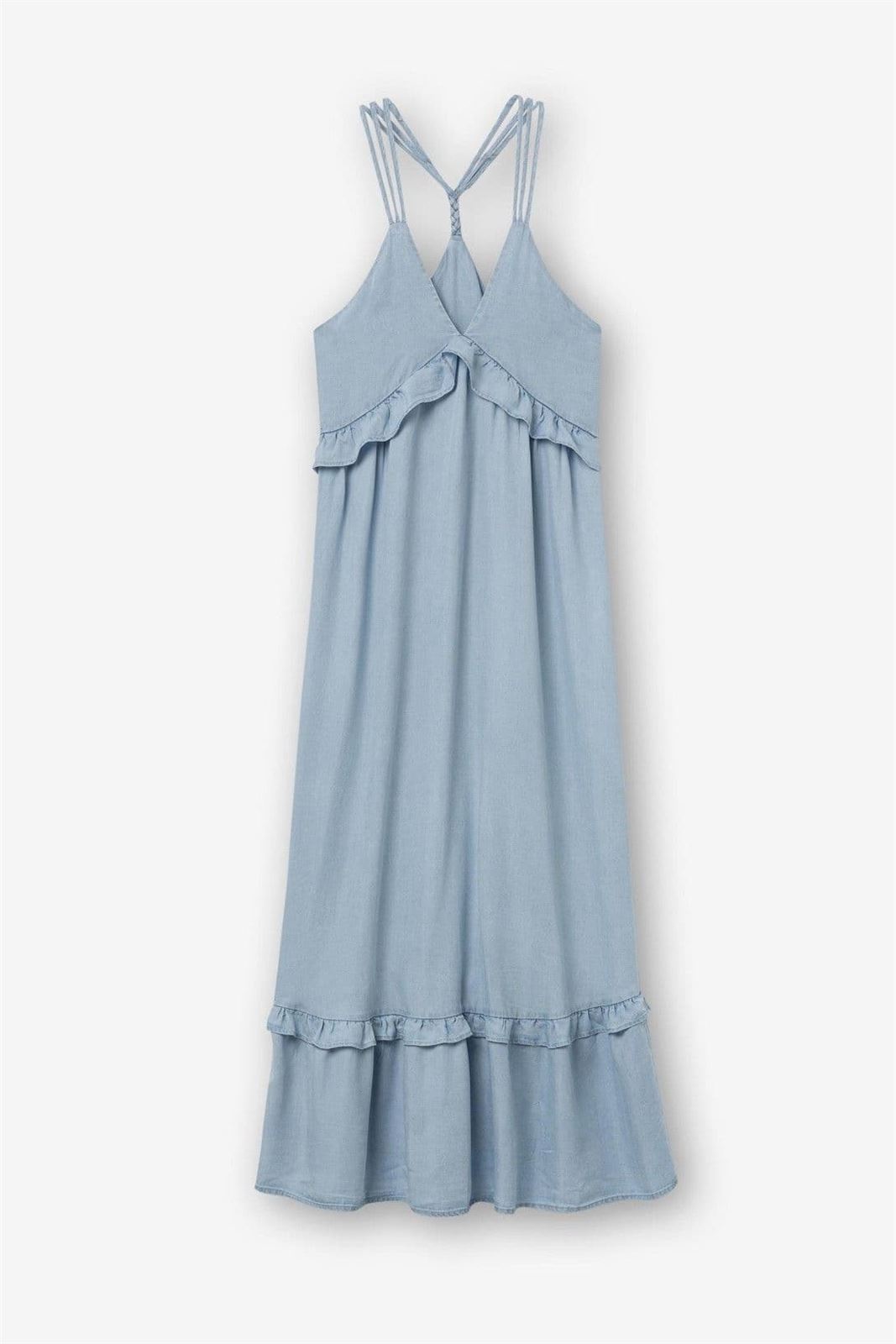 Vestido Midi Lyocell con Volantes, Aquamarine - Imagen 6