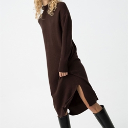 Vestido punto marrón chocolate, City - Imagen 1