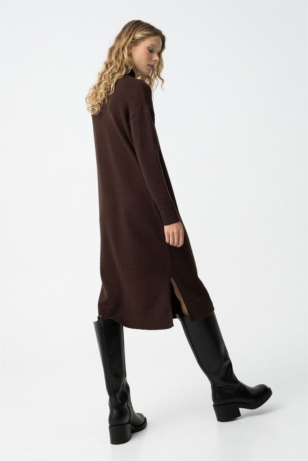 Vestido punto marrón chocolate, City - Imagen 4