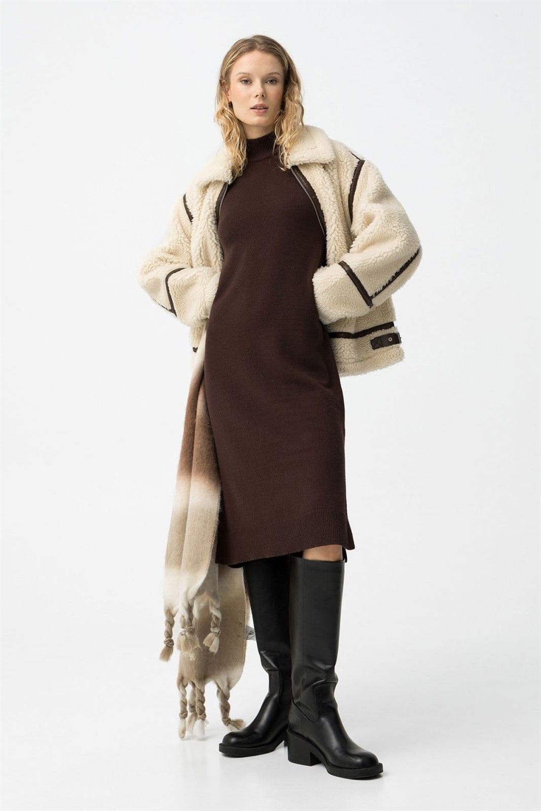 Vestido punto marrón chocolate, City - Imagen 7