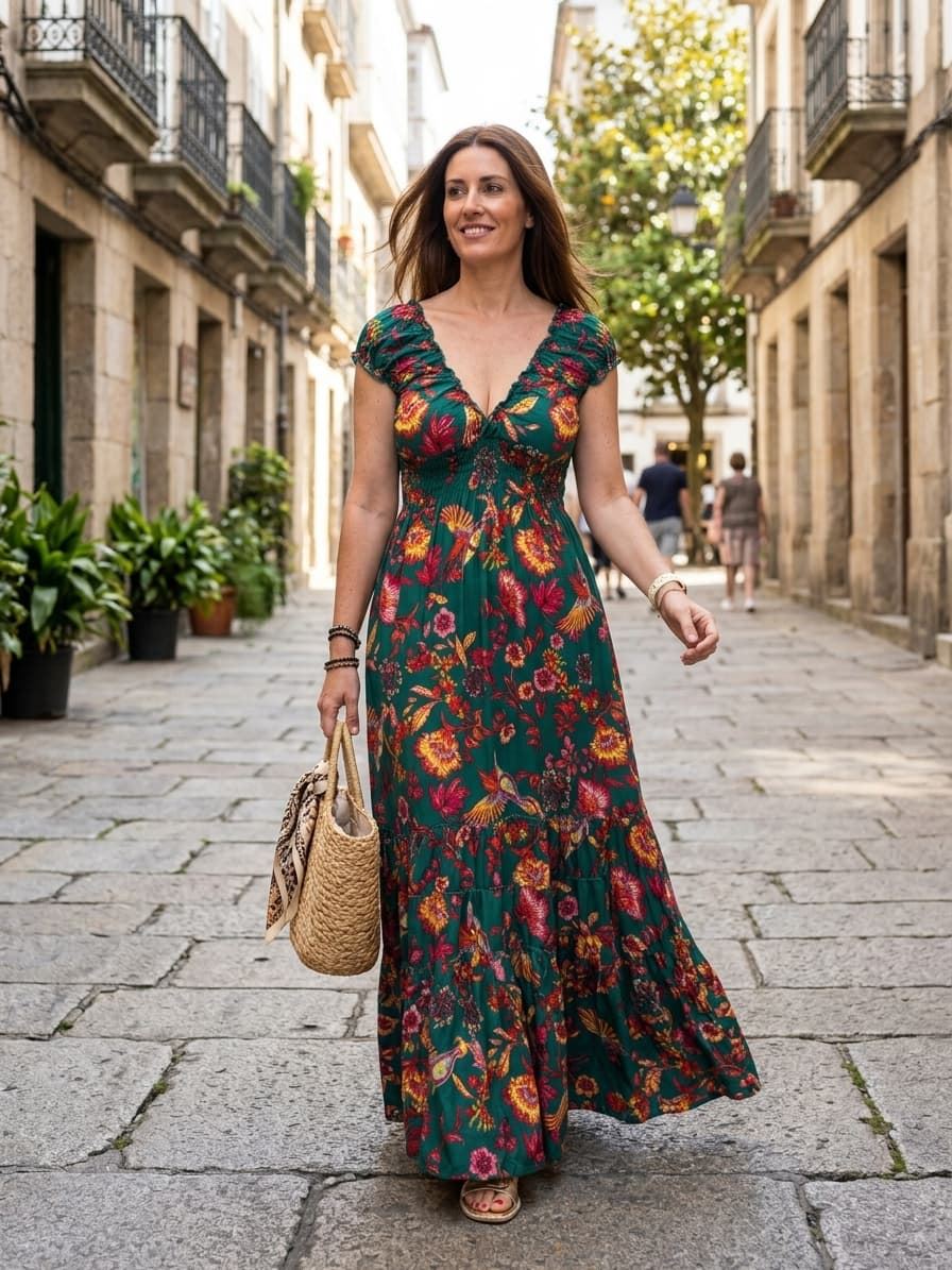Vestido reversible verde, Laura - Imagen 1