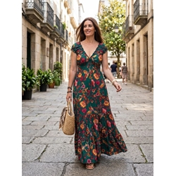Vestido reversible verde, Laura - Imagen 1