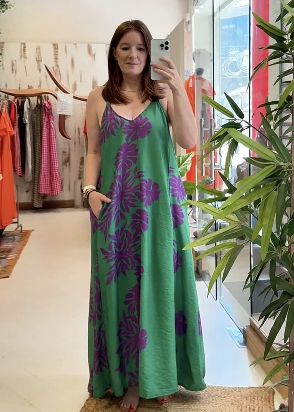Vestido verde bolsillos, Carlota - Imagen 1