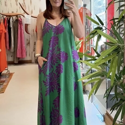 Vestido verde bolsillos, Carlota - Imagen 1