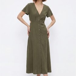 Vestido verde botones delanteros, Calito - Imagen 1