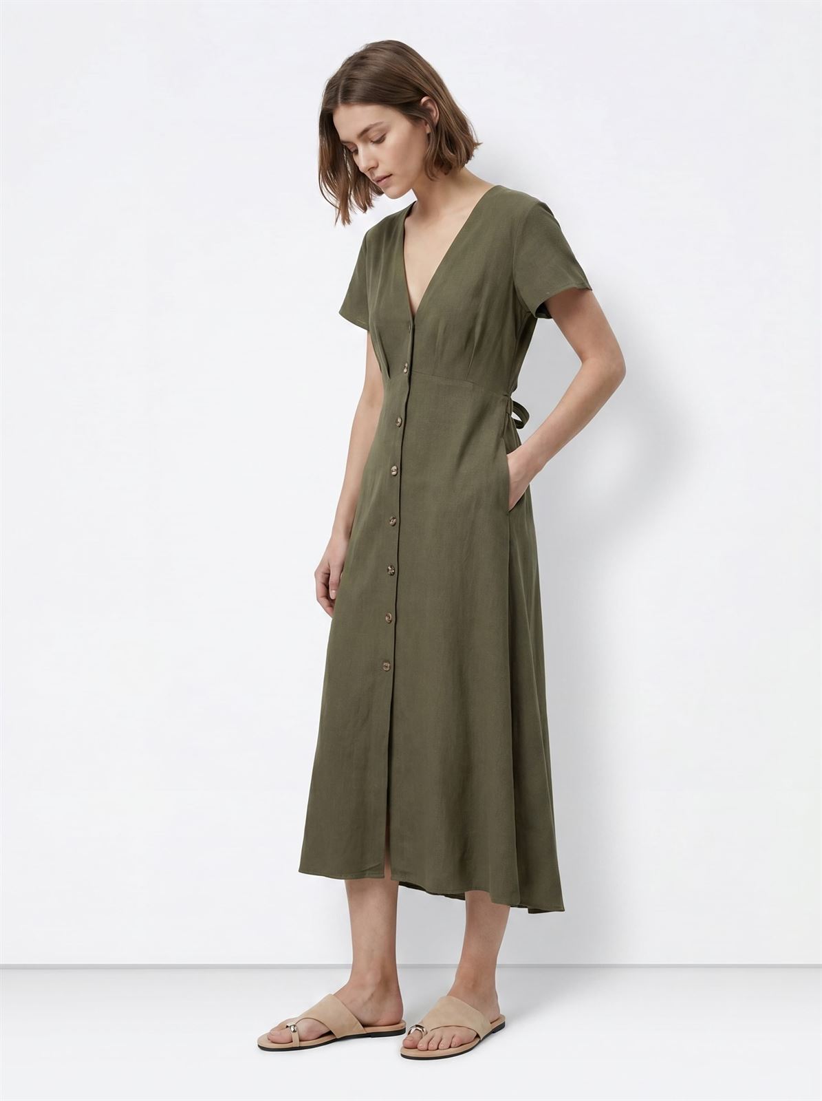 Vestido verde botones delanteros, Calito - Imagen 3